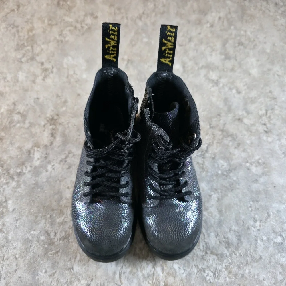 Dr Martens 1460 Pascal Lace Up Side Zip Boot‎ Toddler Size 10 Shimmery Sparkle